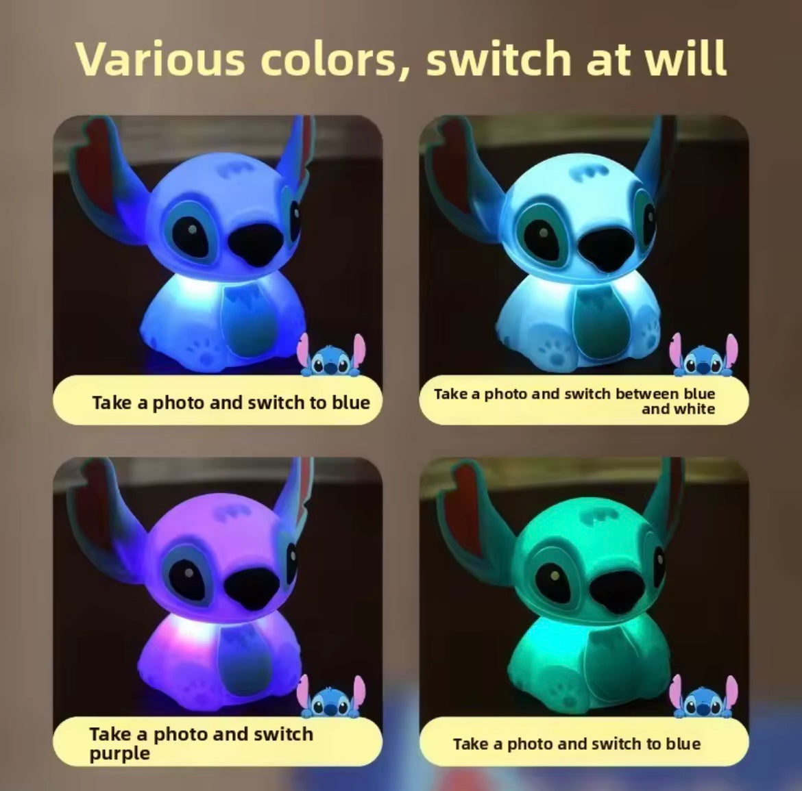 Lámpara de Stitch para Bebés 💙💞  Luz Protección Ocular, Decora y Enamora al Instante ✨👶