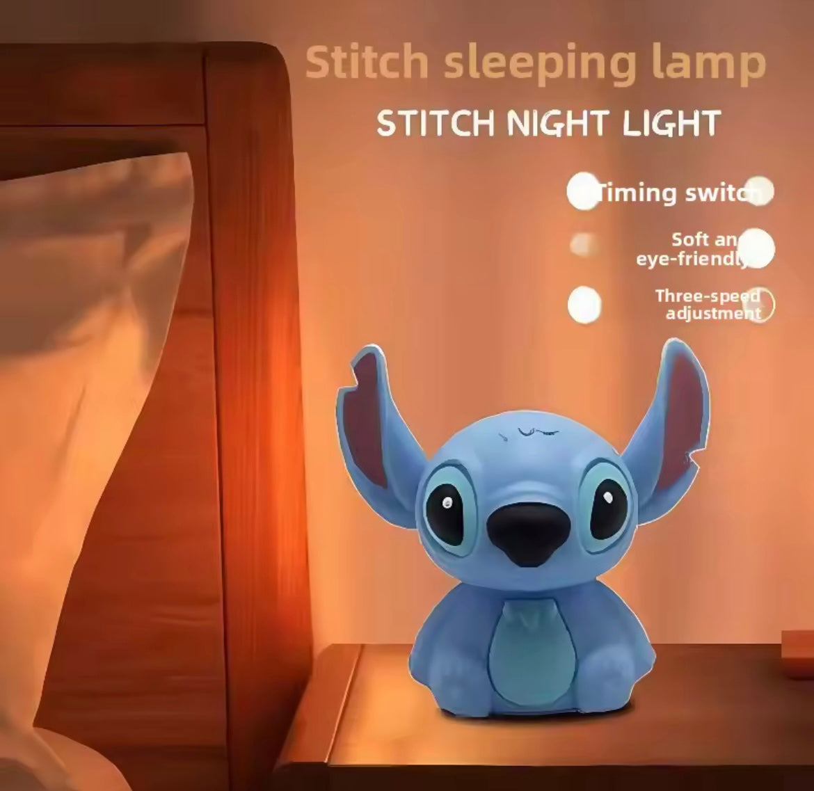Lámpara de Stitch para Bebés 💙💞  Luz Protección Ocular, Decora y Enamora al Instante ✨👶